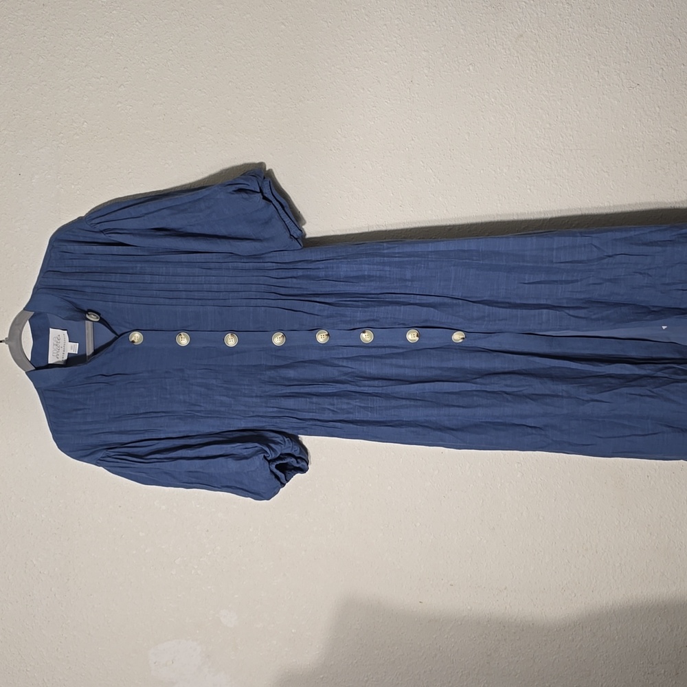 Anthropologie MARE MARE Navy Blue Button-Front Midi Dress